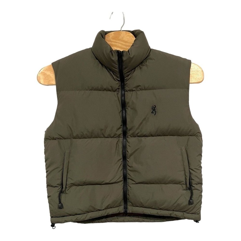 Men's Browning Puffer Goose Down Vest Jacket Olive Green Size M/M ECU